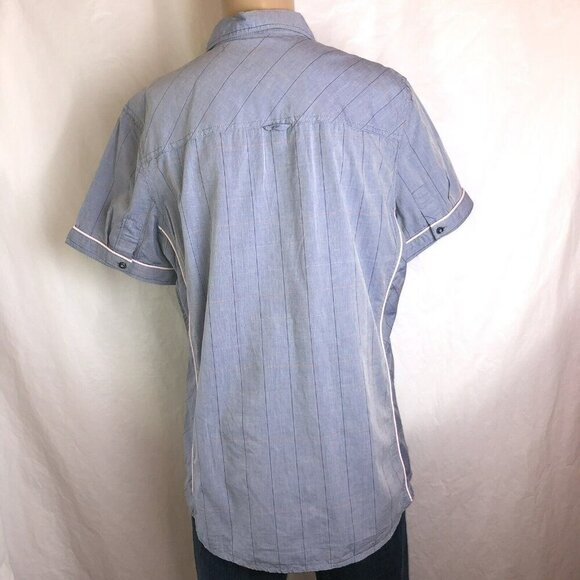Coevals Club Men's Blue Pink Plaid Button Up Large Short Sleeve Casual Shirt L - Picture 8 of 11